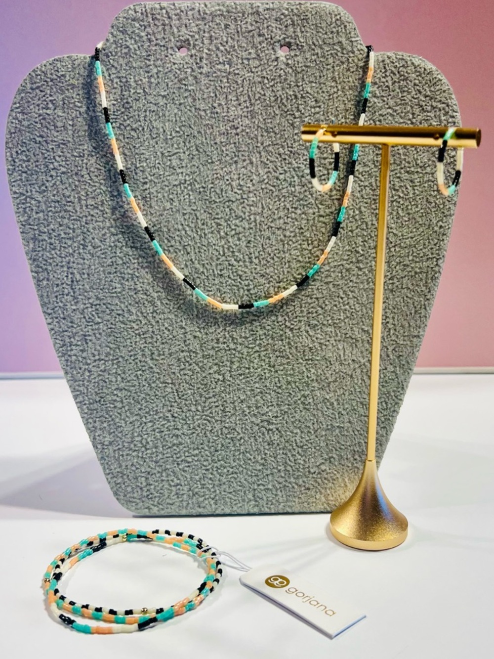 GORJANA Gigi Palm Desert 18k Gold Plated Beaded Earrings Necklace Bracelet BOHO